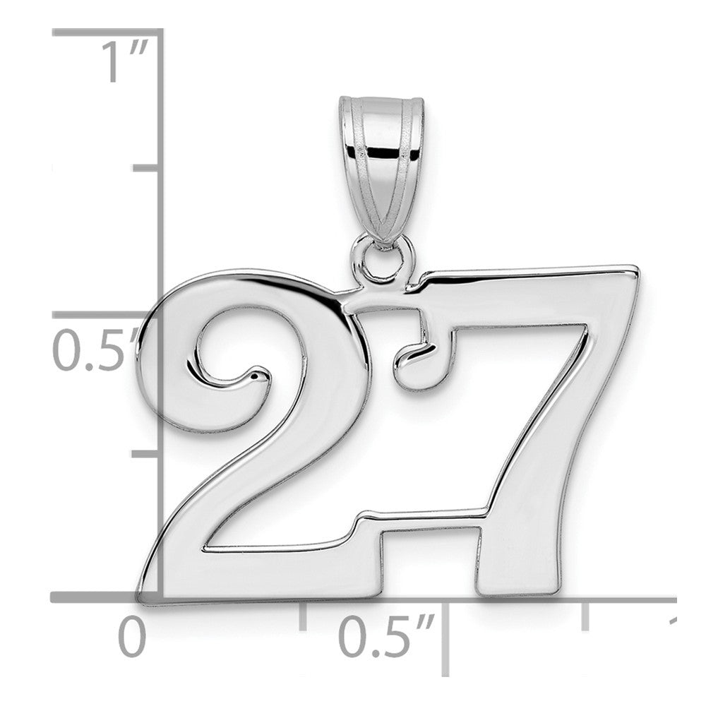 14K White Gold Polished Number 27 Pendant