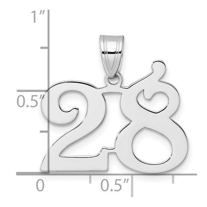 14K White Gold Polished Number 28 Pendant