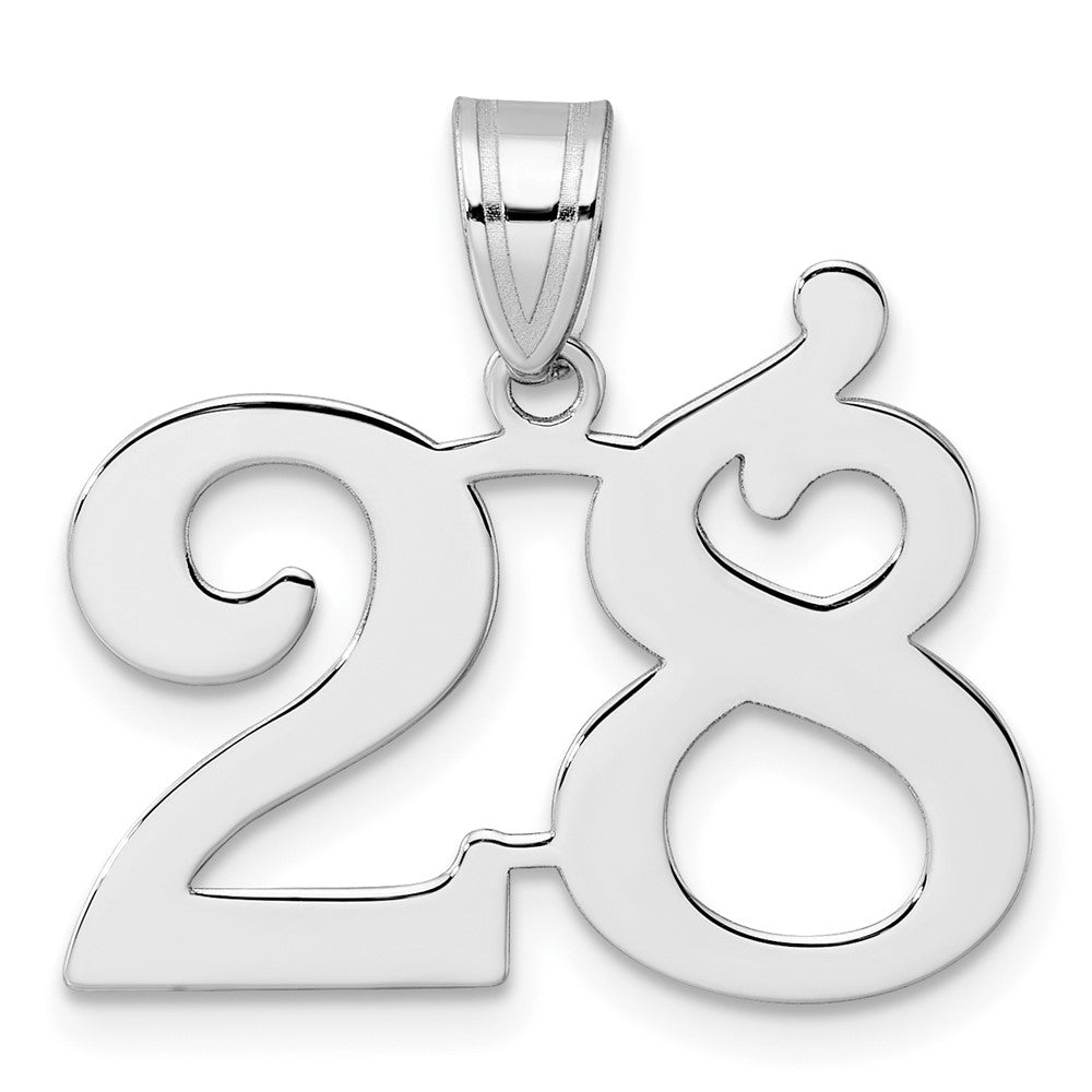 14K White Gold Polished Number 28 Pendant