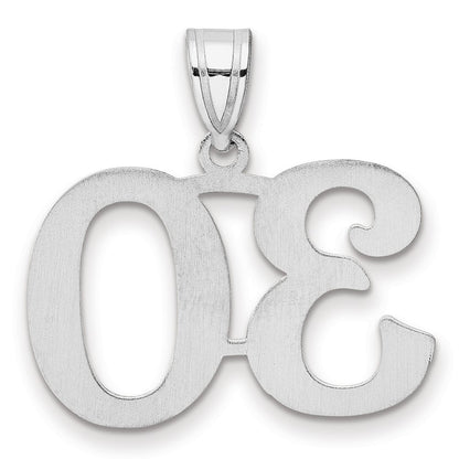 14K White Gold Polished Number 30 Pendant
