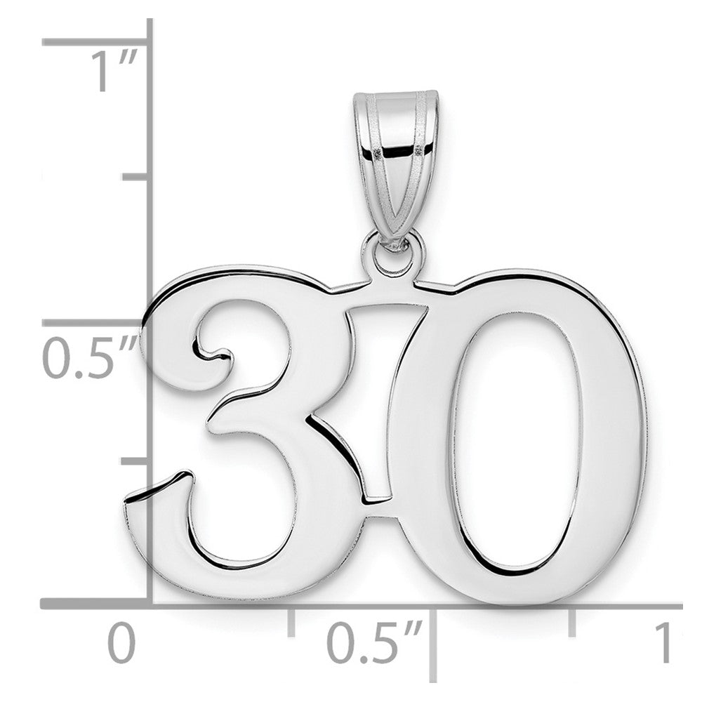 14K White Gold Polished Number 30 Pendant