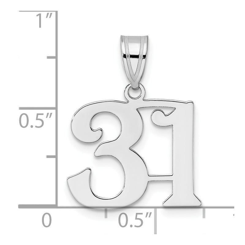 14K White Gold Polished Number 31 Pendant