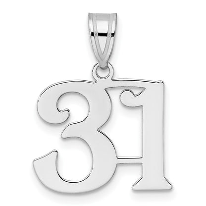 14K White Gold Polished Number 31 Pendant