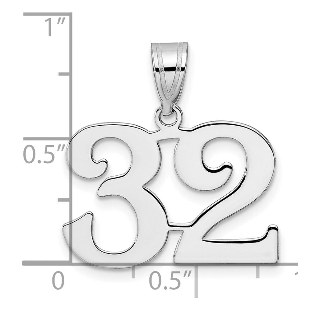 14K White Gold Polished Number 32 Pendant