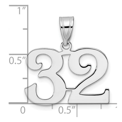 14K White Gold Polished Number 32 Pendant