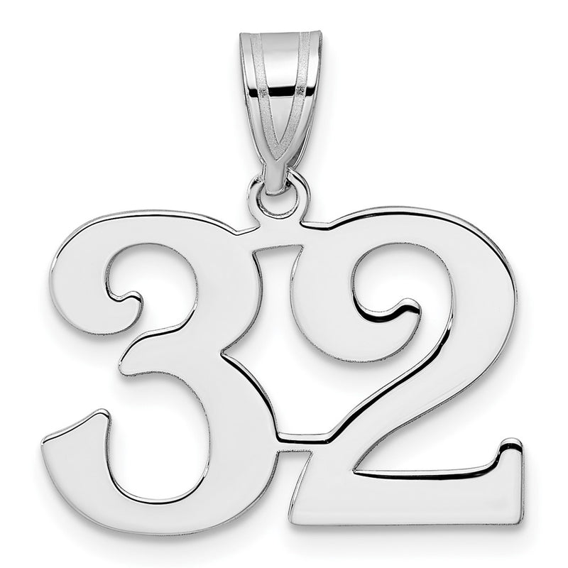 14K White Gold Polished Number 32 Pendant