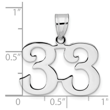 14K White Gold Polished Number 33 Pendant
