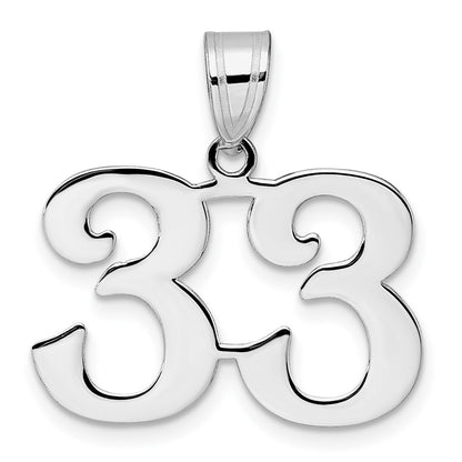 14K White Gold Polished Number 33 Pendant
