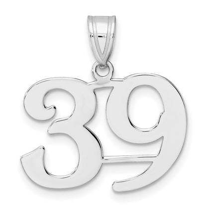 14K White Gold Polished Number 39 Pendant