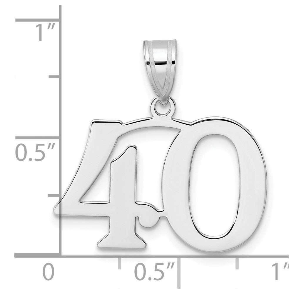 14K White Gold Polished Number 40 Pendant