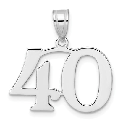 14K White Gold Polished Number 40 Pendant
