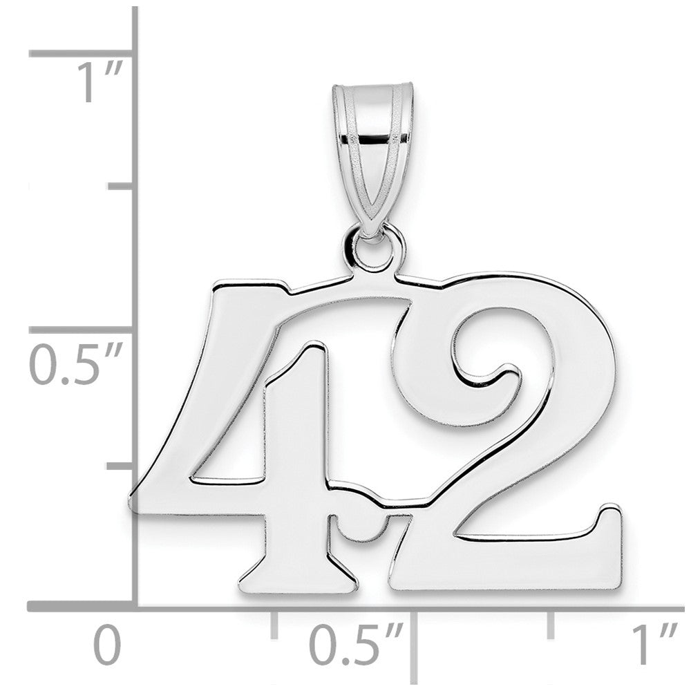 14K White Gold Polished Number 42 Pendant