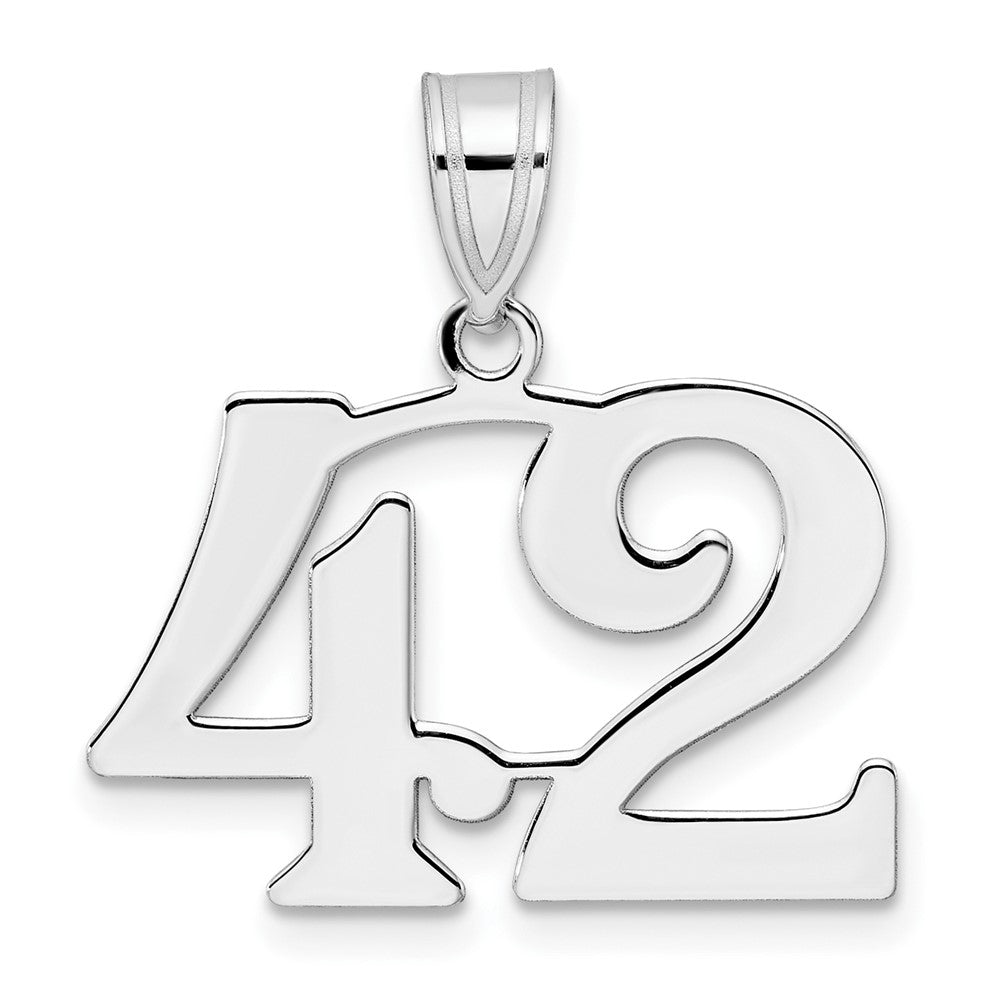 14K White Gold Polished Number 42 Pendant