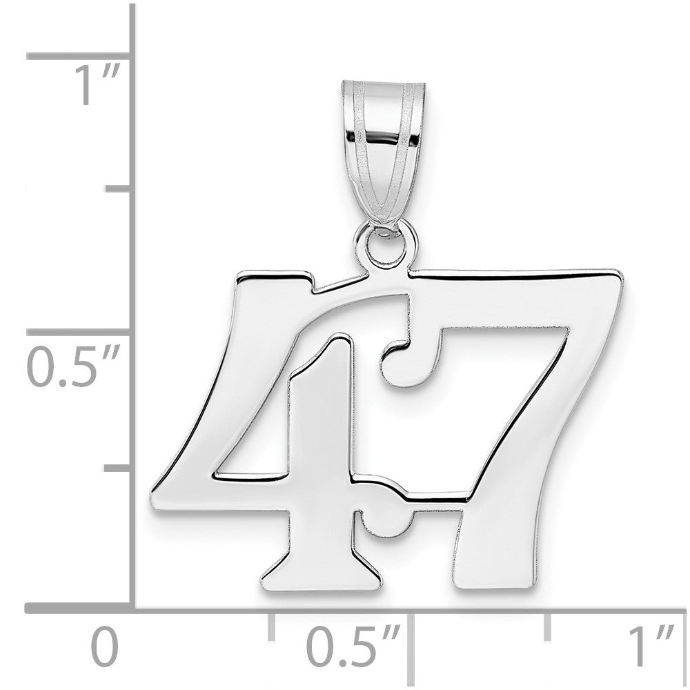 14K White Gold Polished Number 47 Pendant