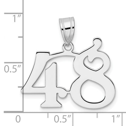 14K White Gold Polished Number 48 Pendant