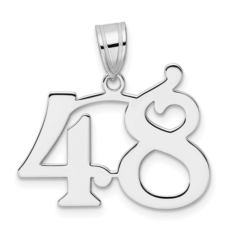 14K White Gold Polished Number 48 Pendant