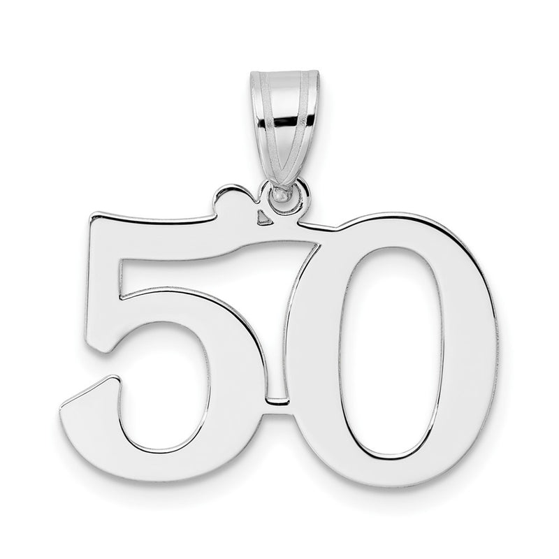 14K White Gold Polished Number 50 Pendant