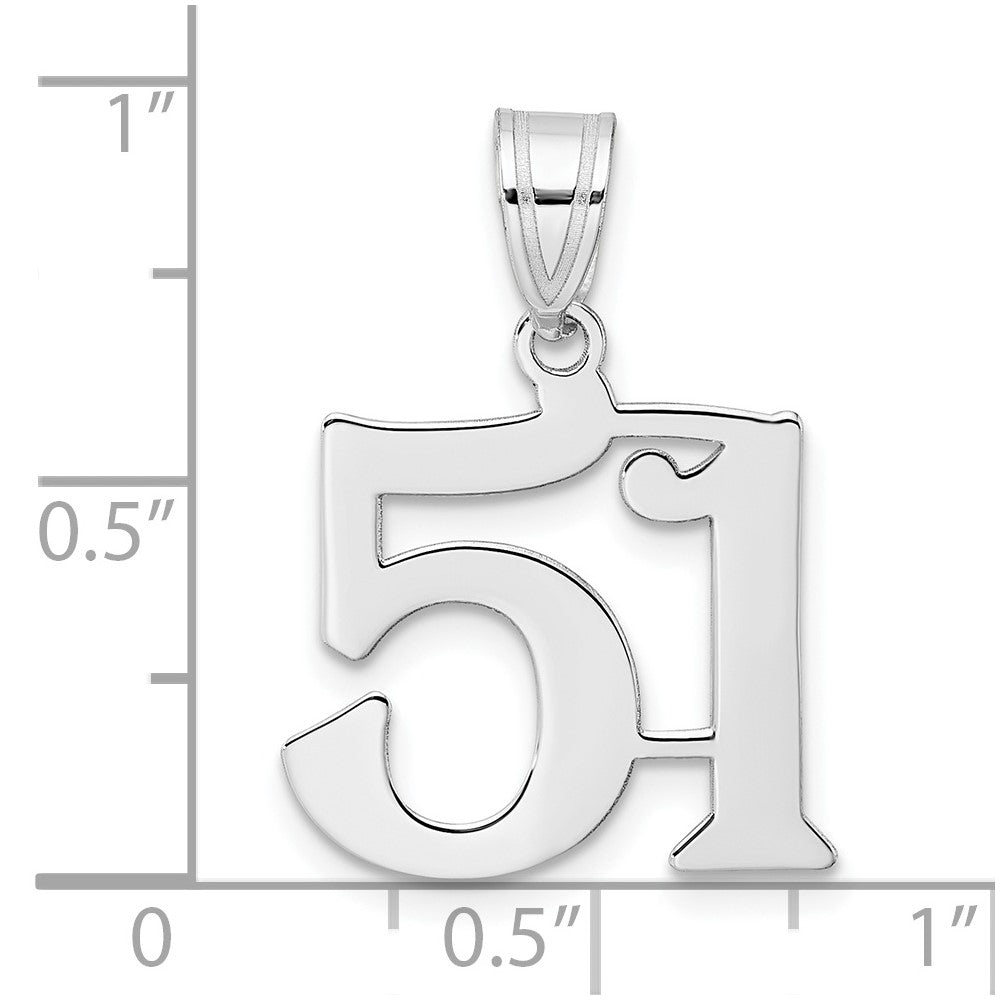 14K White Gold Polished Number 51 Pendant