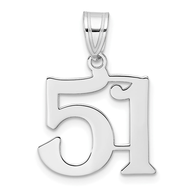 14K White Gold Polished Number 51 Pendant