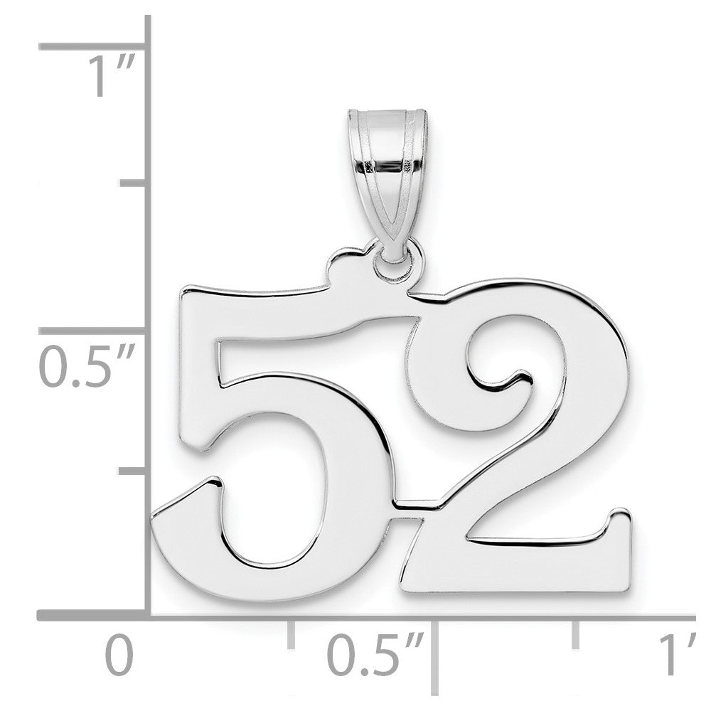 14K White Gold Polished Number 52 Pendant