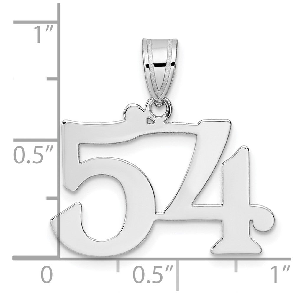 14K White Gold Polished Number 54 Pendant