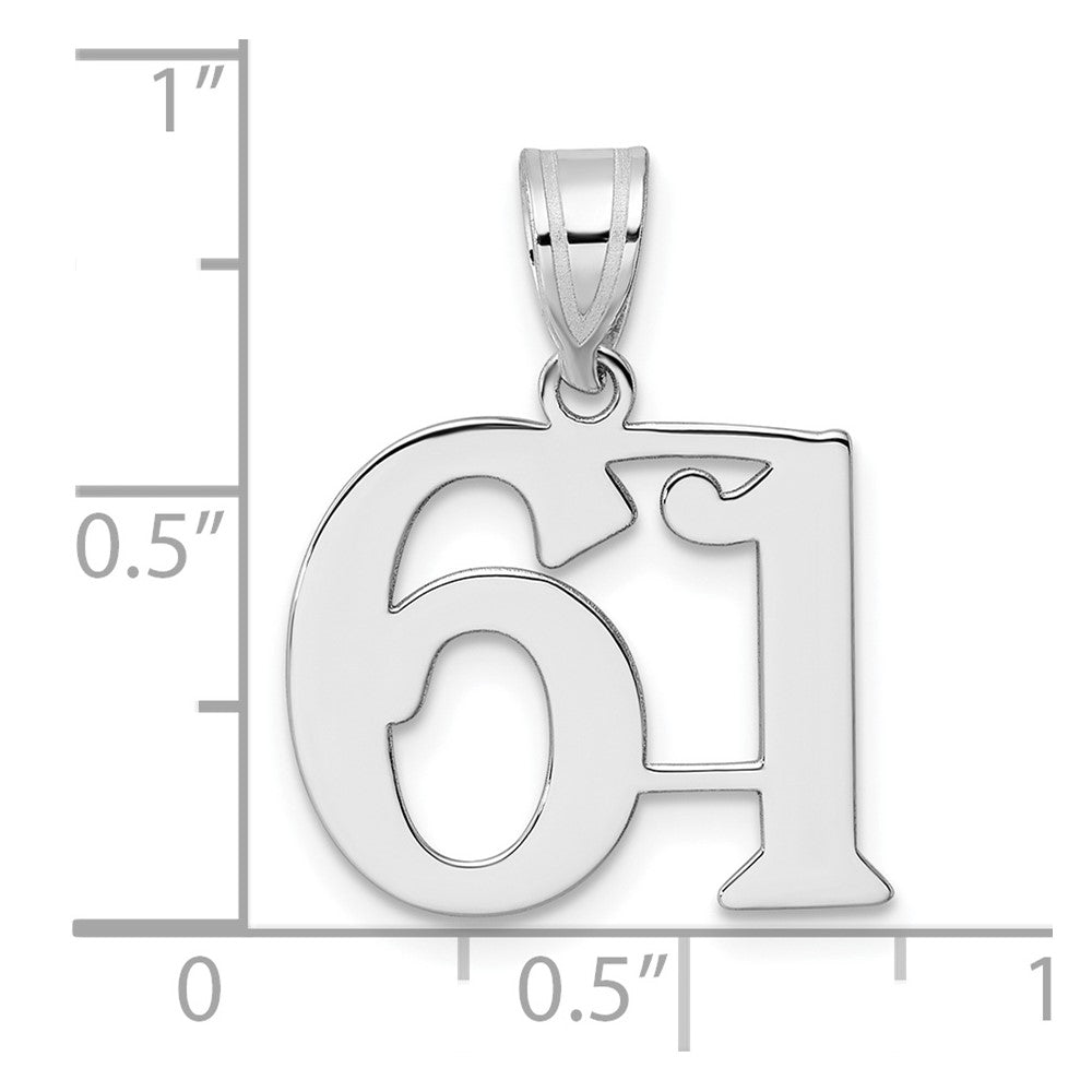 14K White Gold Polished Number 61 Pendant