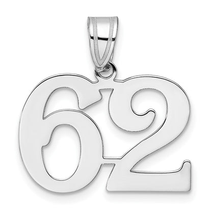 14K White Gold Polished Number 62 Pendant