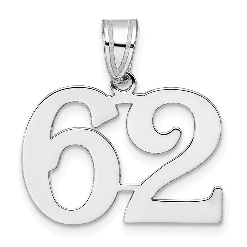 14K White Gold Polished Number 62 Pendant