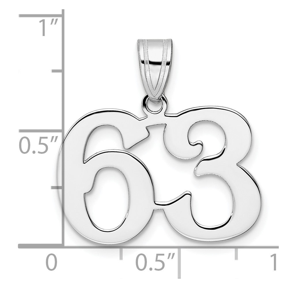14K White Gold Polished Number 63 Pendant