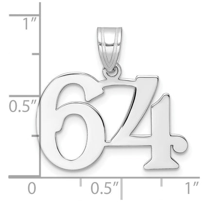 14K White Gold Polished Number 64 Pendant