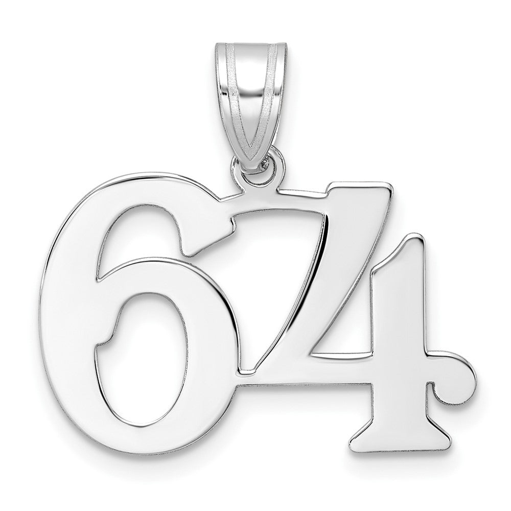 14K White Gold Polished Number 64 Pendant