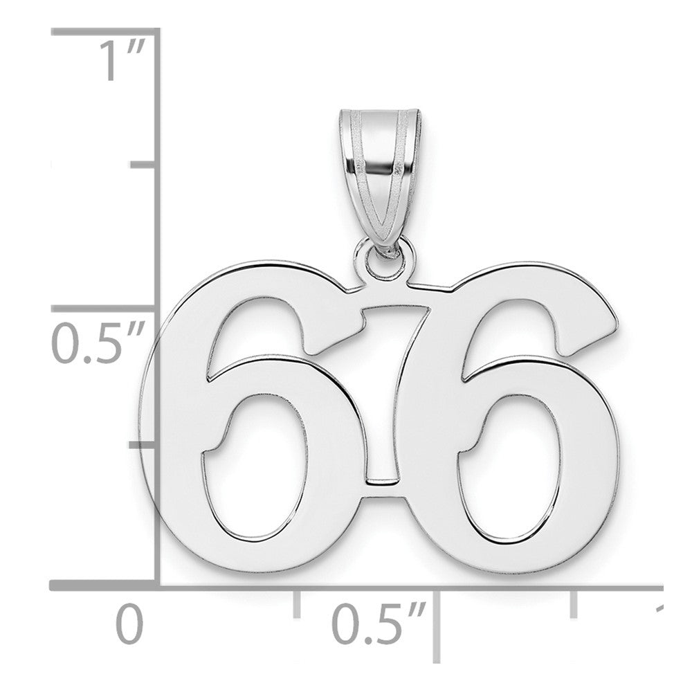14K White Gold Polished Number 66 Pendant