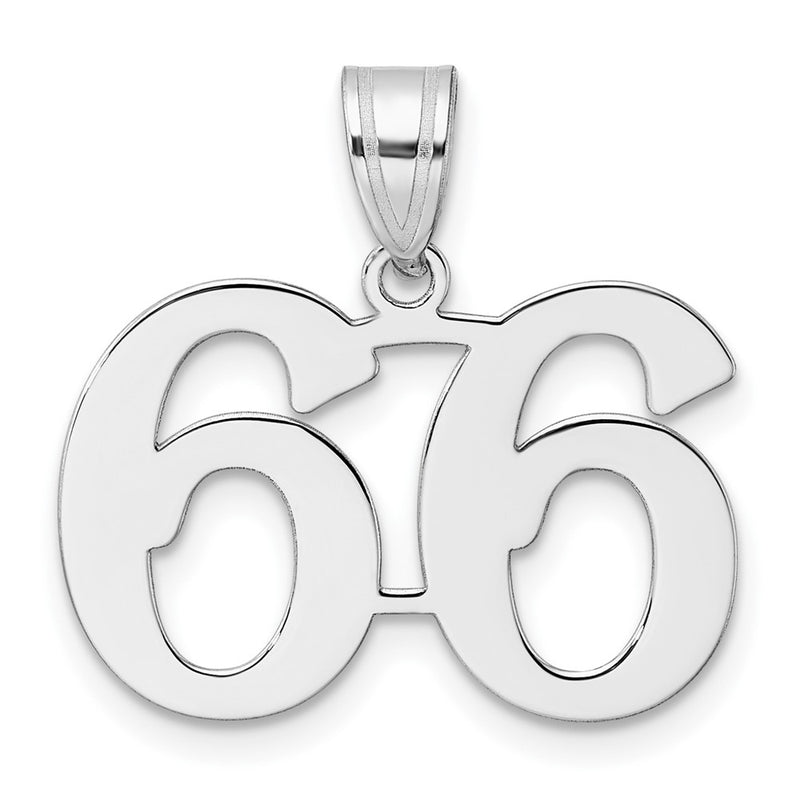 14K White Gold Polished Number 66 Pendant