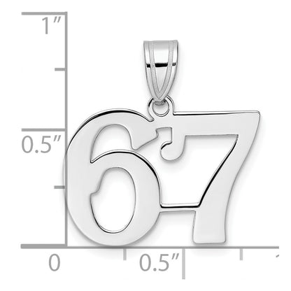 14K White Gold Polished Number 67 Pendant