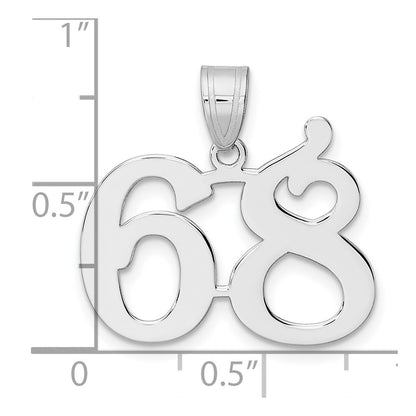 14K White Gold Polished Number 68 Pendant