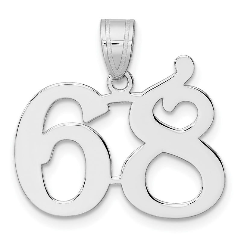 14K White Gold Polished Number 68 Pendant