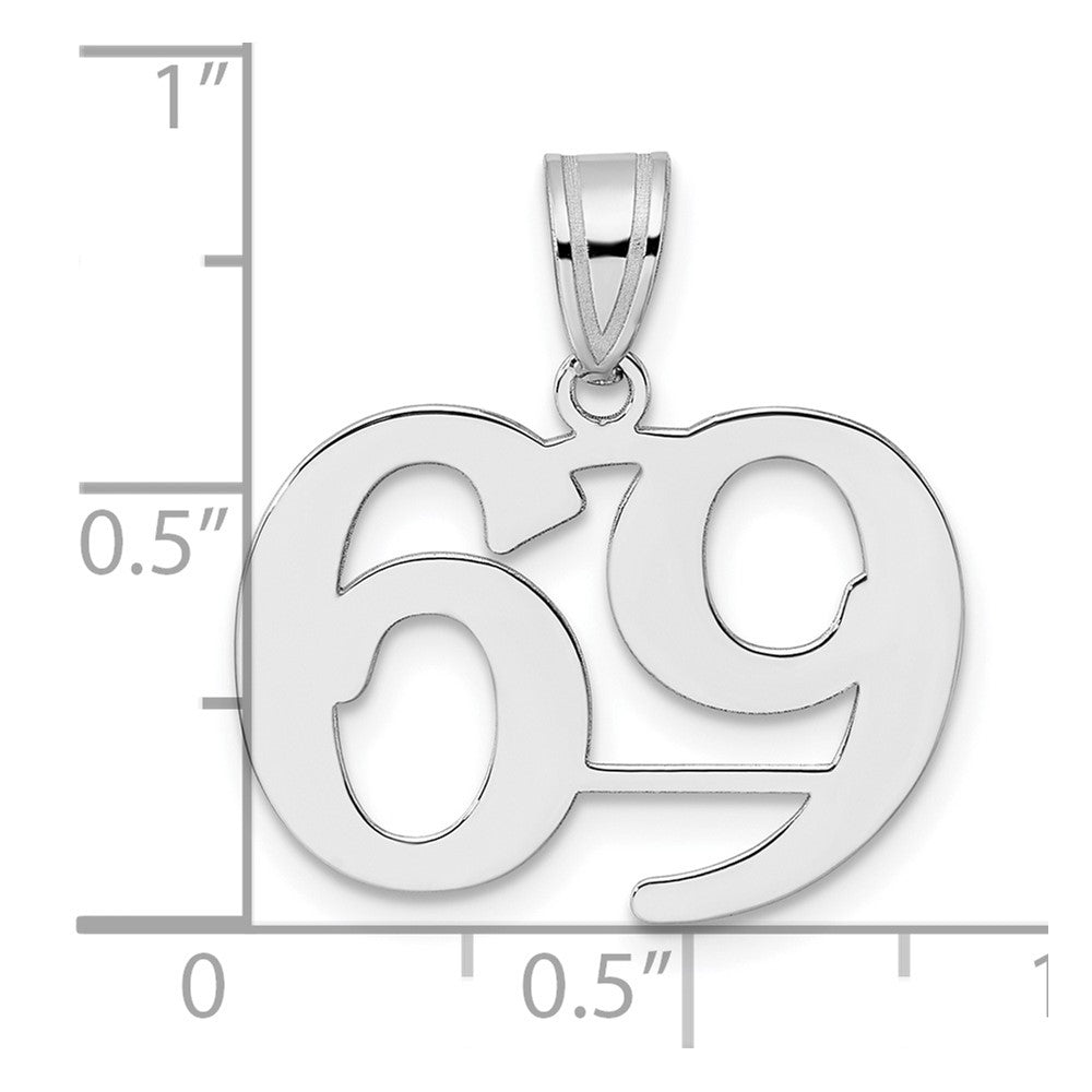 14K White Gold Polished Number 69 Pendant