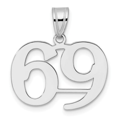 14K White Gold Polished Number 69 Pendant