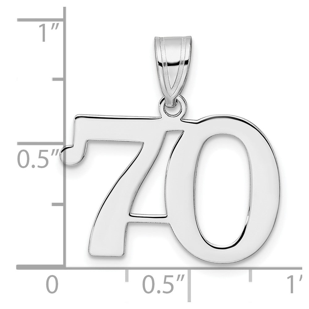 14K White Gold Polished Number 70 Pendant