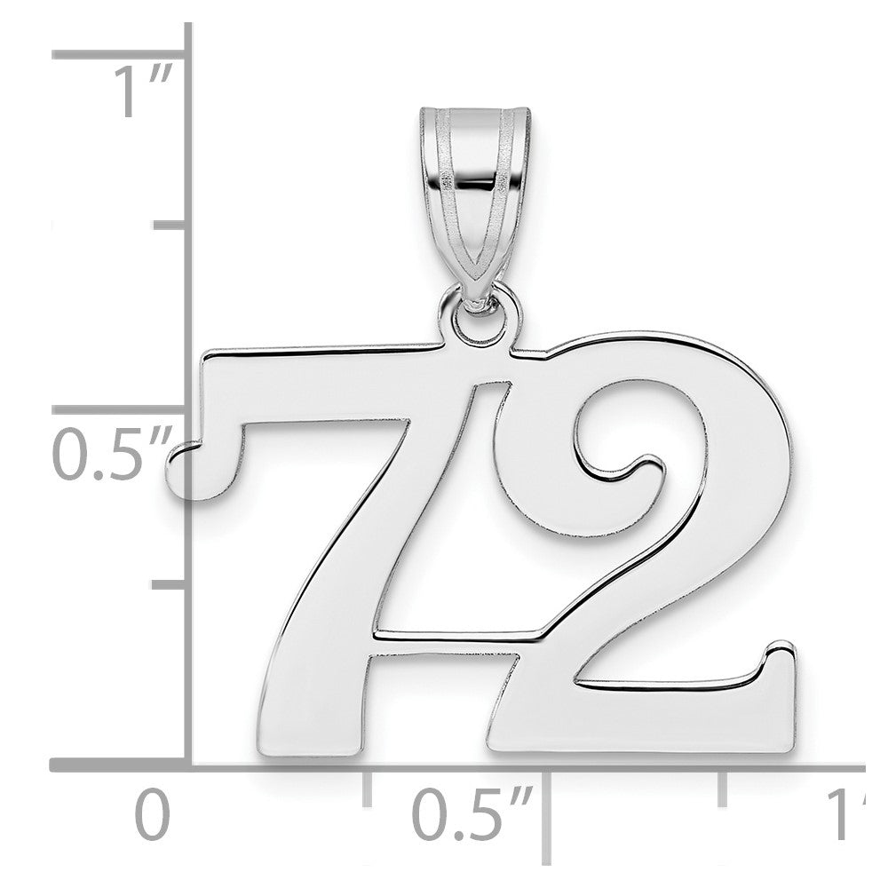 14K White Gold Polished Number 72 Pendant