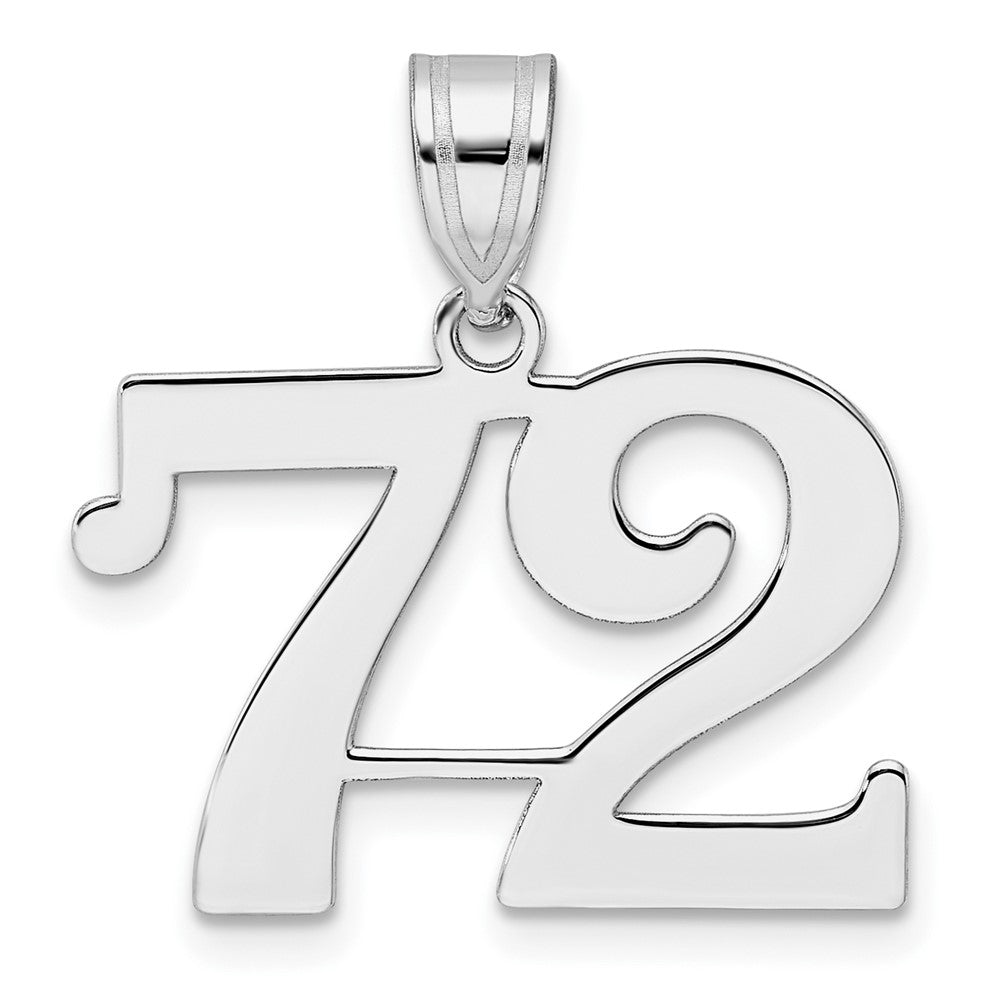 14K White Gold Polished Number 72 Pendant