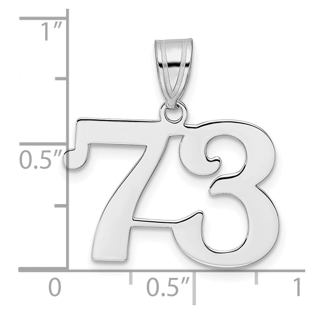 14K White Gold Polished Number 73 Pendant