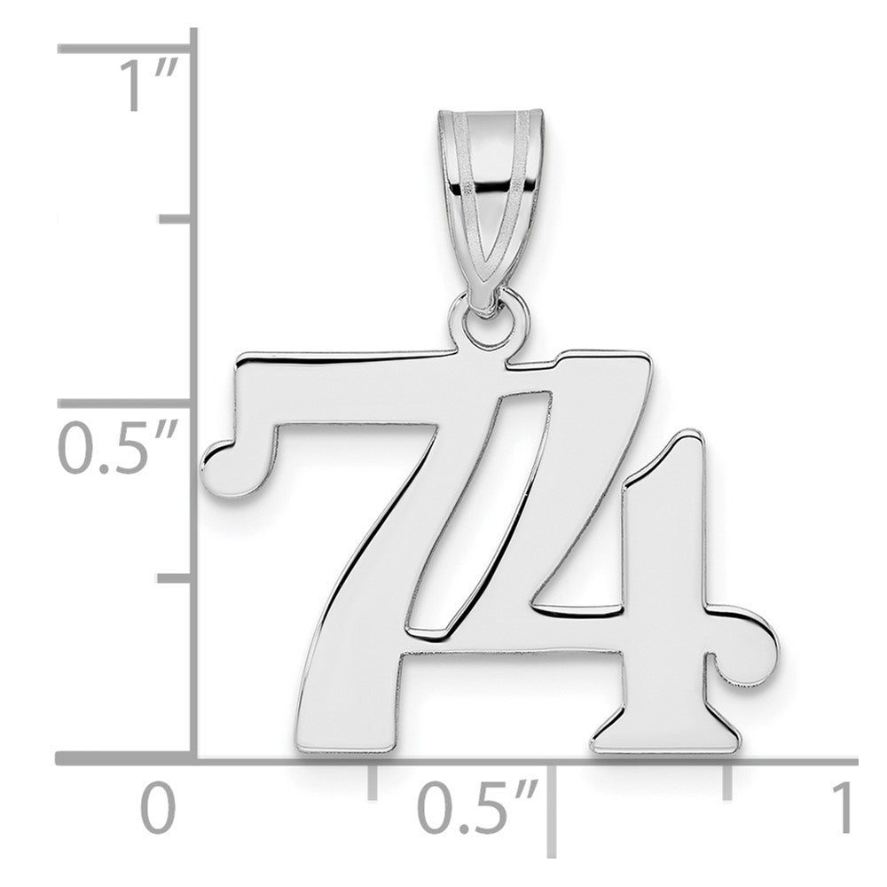 14K White Gold Polished Number 74 Pendant