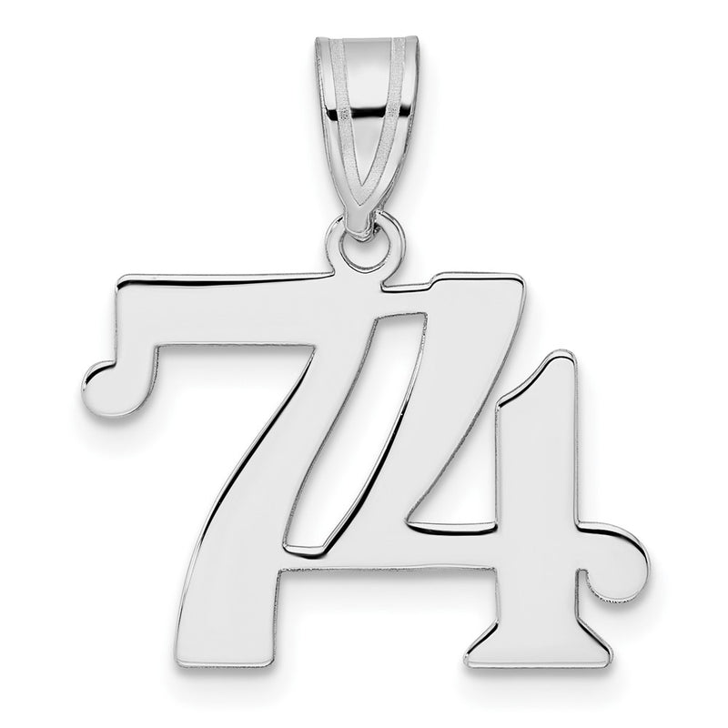14K White Gold Polished Number 74 Pendant