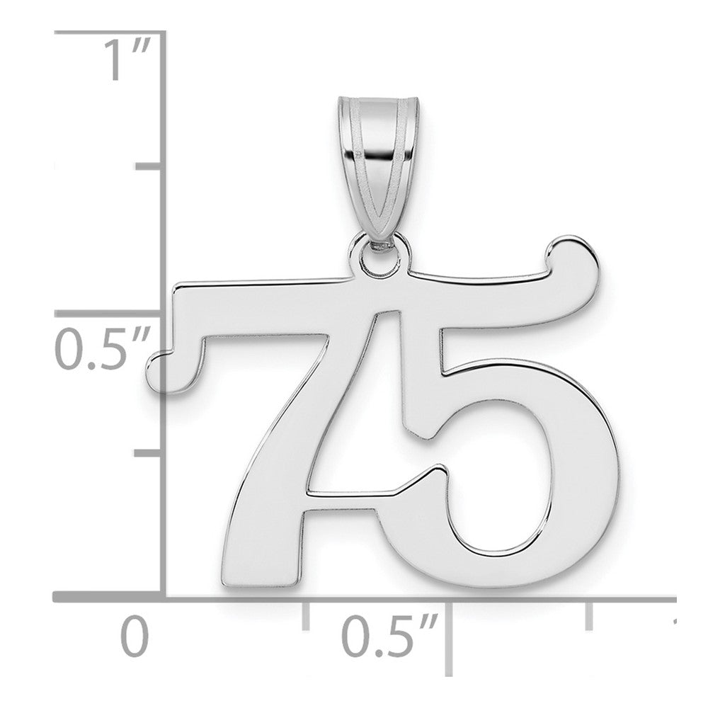 14K White Gold Polished Number 75 Pendant