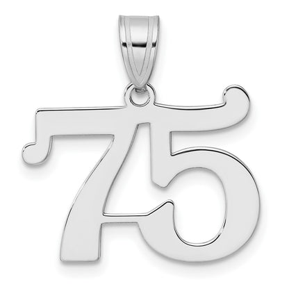 14K White Gold Polished Number 75 Pendant