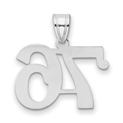 14K White Gold Polished Number 76 Pendant