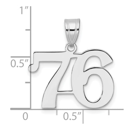 14K White Gold Polished Number 76 Pendant