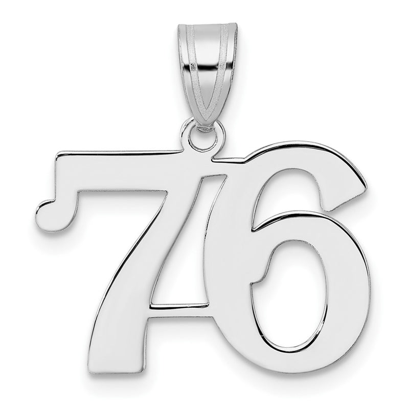 14K White Gold Polished Number 76 Pendant