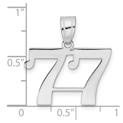 14K White Gold Polished Number 77 Pendant